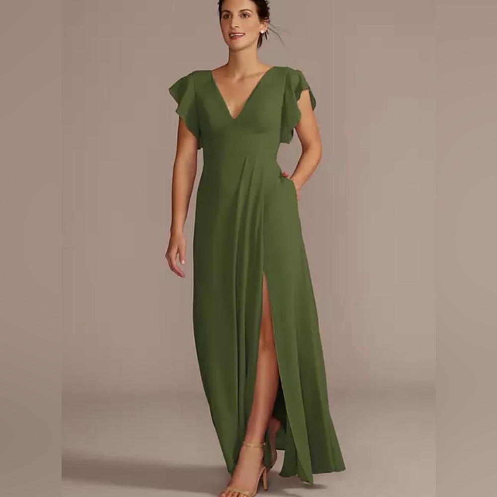 DB Studio Flutter Sleeve Chiffon V-neck Dress